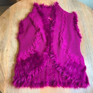 Lilly Pulitzer Torini Vest Faux Fur Berry-Size M